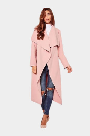 Women's Oversized Belted Waterfall Drape Coat