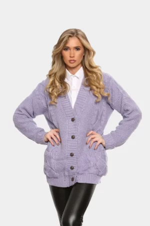 Ladies Long Sleeves Button Cardigan
