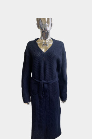 Ladies Long Knitted Belt Cardigan