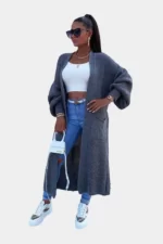 Ladies Oversized Balloon Sleeve Long Cardigan