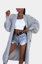 Ladies Oversized Balloon Sleeve Long Cardigan