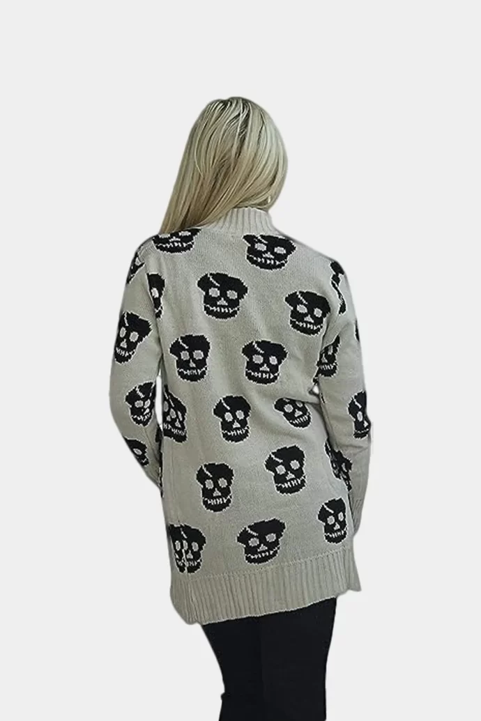 Women's Skull Printed Open Front Cardigan