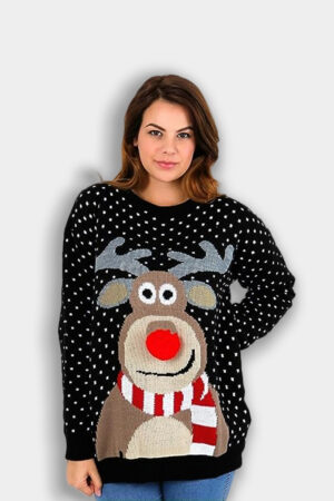 Women's Reindeer Christmas Snowflakes Knitted Xmas Jumper