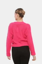 Women's Cropped Chunky Aran Cable Knitted Grandad Cardigan
