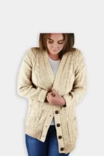 Women’s Chunky Aran Cable Knitted Button Cardigan